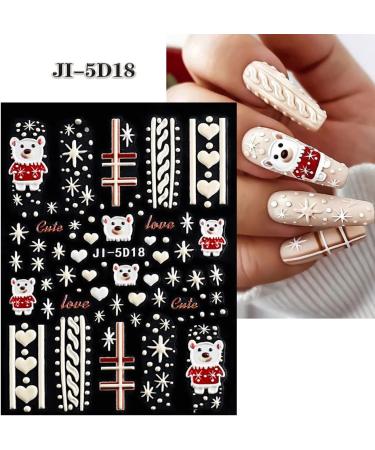 3D Embossed Christmas Nail Art Stickers Decals 5 Sheets 5D Self-Adhesive Snowflake Winter Holiday Nail Supplies Nail Art Design Decoration Accessories - Buy Online on GoSupps.com