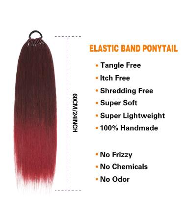 60 cm Red Wine Straight Ponytail Hairpiece - Synthetic Hair Extensions for Women & Girls - Buy Online on GoSupps.com