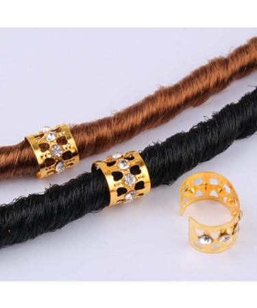 Hyamass 30pcs Rhinestone Gold Dreadlocks Beads Hair Jewelry - Metal Hair Rings for Braiding Decoration - Buy Online on GoSupps.com