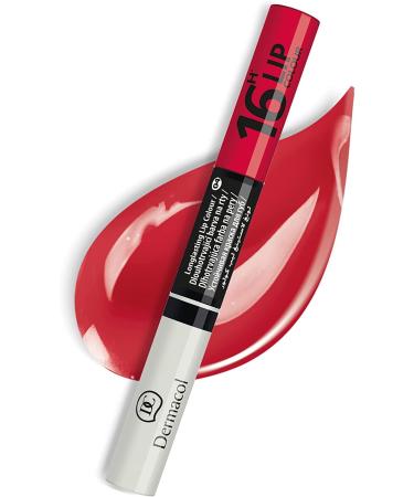 Dermacol - 16-Hour Lip Colour Highly Pigmented Glossy Lip Stain Two-Phase Lip Plumper Gloss Kissproof Lip Makeup Products with Matte and Glitter Finish No.4 Absolute Red Lipstick 7.1 mL No.4 Absolute Red 0.24 Fl Oz (pack of 1)
