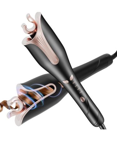 Rotating 1 inch Curling Iron Dual Voltage Beach Waver with 4 Temperature Settings Anti-Scald Fast Heating for Long & Medium Hair