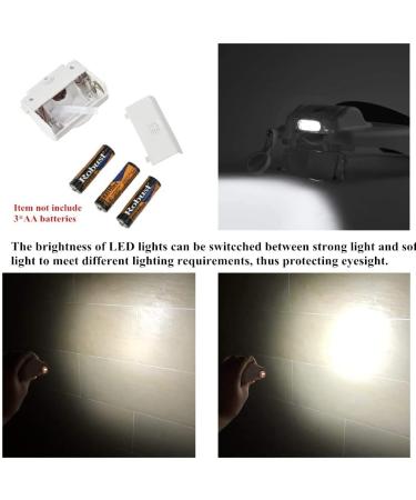 Headband Lighted Magnifying Glasses with LED Light - Handsfree Head Mount Magnifier Loupe for Close Work, Sewing, Crafts, Reading, Jewelry Repair - 1.0X to 14.0X Magnification - White - Buy Online on GoSupps.com
