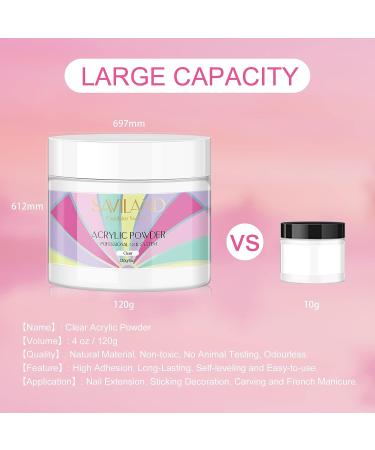 Saviland Clear Acrylic Powder 4.23oz - Professional Crystal Polymer for Acrylic Nails Extension - Large Capacity, No UV Lamp Needed - Buy Online on GoSupps.com