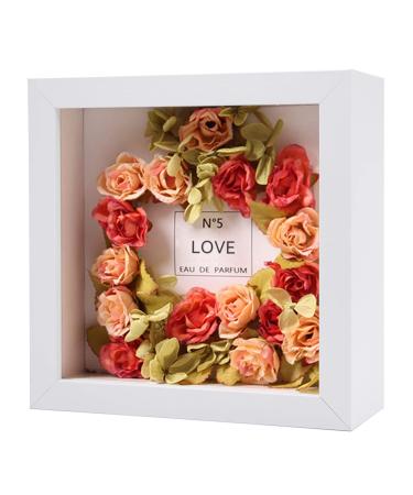 7x7 Shadow Box Frame in White, Interior 2.3" Deep Shadow Box Display Case, Wood Memory Box for Display Dried Flowers, Crafts, Wedding, Love, Trinket, Memorabilia, Photos, Awards for Wall & Tabletop