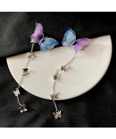 10 Pairs Tassel Butterflies Hair Clip Blue Pink Butterflies Hairpin Double Layer Fabric Butterfly Clips Flower Fairy Crown Flower Fairy Accessories for Beautiful Girls - Buy Online on GoSupps.com