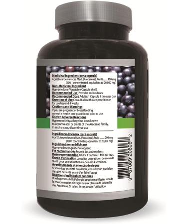 Acai7 Acai Berry Capsules - 20 000mg QCE - 100x Extra Strength Acai Extract Supplement A Natural Source of Antioxidant Non-GMO Vegan Gluten-free Dairy and Soy free (200 Count) - Buy Online on GoSupps.com