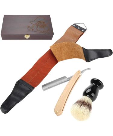 Razor Set for Men - 3-Part Hand Razing Brush Wood & Stainless Steel Beard Knife with Extra Sharp Blades | Perfect Shaving for All Ages - Buy Online on GoSupps.com