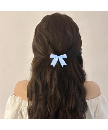 Aneneiceera Vintage Silk Bow Hair Clip Blue Bow Hair Barrette Clip Tiny Tulle Hair Bow Clip French Bowknot Tail Clips Cute Bowknot Hair Accessories for Women and Girls Gifts (Light Blue) - Buy Online on GoSupps.com