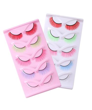 MERRYHAPY 2 Boxes Colored False Eyelashes Faux Lashes Faux Eyelashes False Lashes Eyeshine Lashes Fake Eyelashes Individual Colorful d Curl Strip Lashes Fake Lashes Individual Mix Set