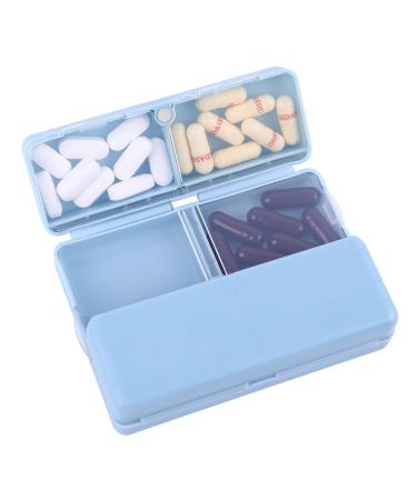 Magnetic Foldable Travel Pill Organizer, Portable 7 Day Weekly Pill Box, Pill Case for Purse Pocket to Hold Medication,Vitamins,Cod Liver Oil, Supplements (Blue)