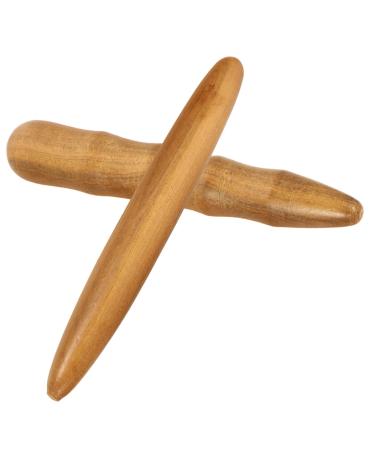 Lurrose 2 pieces acupressure-rod massage device Hand foot massage roller handing tools reflex zone massage socks feet acupressure massage point stick wood massage tools foot 11.5x1.5cm light brown