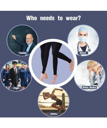 Women's 20-30 mmHg Compression Leggings for Varicose Veins & Swelling - Black Medium Footless Tights - Buy Online on GoSupps.com