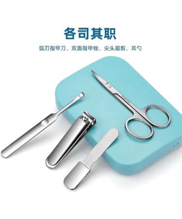 Nail Clippers Plastic Box 4-Piece Set Sharp Nail Clippers Ear Eyebrow Tweezers File Home with A Set of Convenient Enough to Keep (Color : Blue) - Buy Online on GoSupps.com