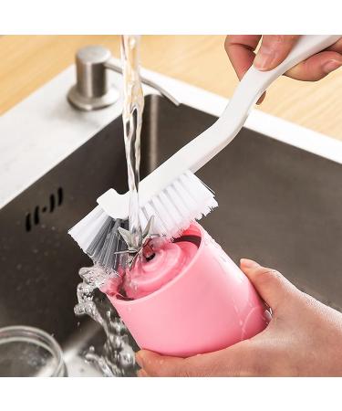 2PCS Dish Brush Set Kitchen Cleaning Brush for Corners and Edges Bottle Bathroom Grout Scrub Brushes Sink Brushes with Handle for Cleaning Small Spaces Dishes Household Use - Buy Online on GoSupps.com