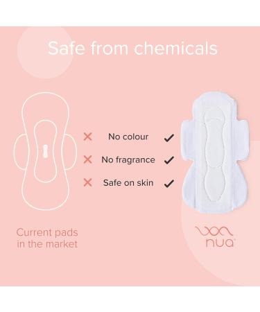 Nua XL Sanitary Pads for Heavy Flow - 320mm - Pack of 12 with Disposal Cover | Ultra Thin, Soft & Comfortable | Wider Back Design | Zero Toxins | Rash Free - Buy Online on GoSupps.com