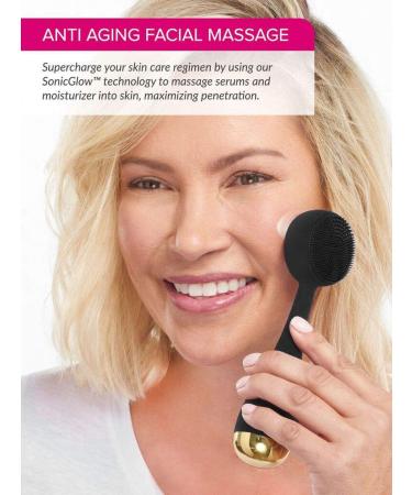 PMD Clean - Smart Face Cleaning Device | Waterproof SonicGlow Brush & Anti-Aging Massager | Lift Firm & Tone Skin - Black - Buy Online on GoSupps.com