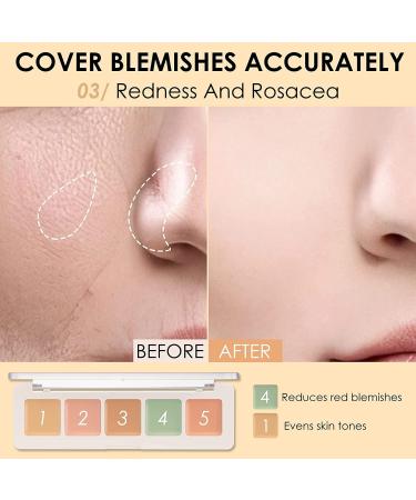 Color Correcting Concealer Palette 5 in 1 Colors Corrector Palette Face Contouring Highlighter Pallete Cream Concealer for Camouflages Imperfections and Contour Makeup (concealer palette) - Buy Online on GoSupps.com