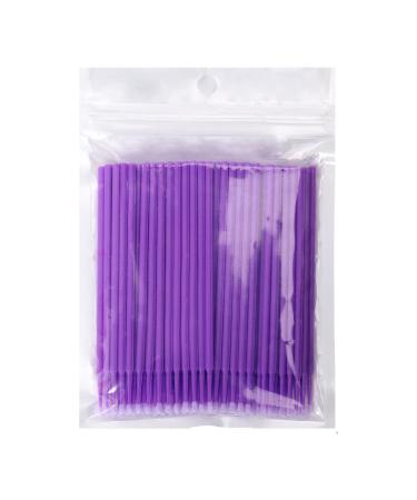 Micro Applicators Brushes 200pcs Fadvan Micro Brushes Disposable Applicator Eyelash Brushes Swabs for Eyelashes Extensions Pink Purple Yellow Blue Mascara Make Up Eyelash Brush (Purple) 200 Purple