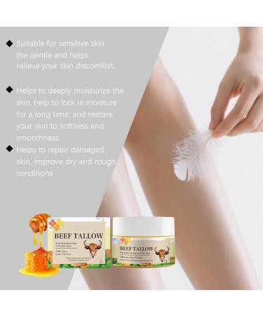 WRANBAO Body cream with beef tallow from pasture cattle intensive moisture care for dry skin nourishing moisture balm with butter and honey suitable for face and body 2 pieces - Buy Online on GoSupps.com
