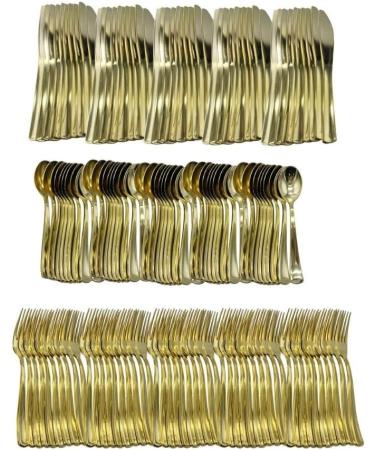 M Honor 50 Place Gold Plastic Silverware for Weddings Parties Dinners. 150 Piece Set Service for 50. Reusable Silverware Sets. Forks Knives and Spoons - Buy Online on GoSupps.com
