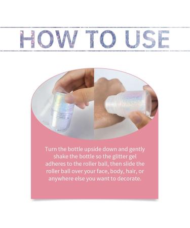  Utapossin Roll-on Body Glitter Gel Multi-purpose Glitter Gel for Makeup on Body Face Hair and Eyes Body Shine for Concerts Festivals Rave Parties (White) - Buy Online on GoSupps.com