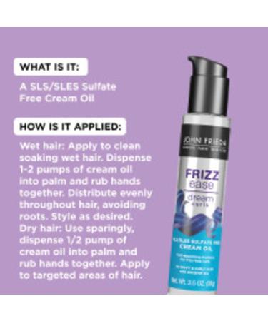 Frizz Ease Dream Curls Cream Oil - Hydrating Hair Oil for Curly Frizzy Hair - Nourishes and Repairs Dry Damaged Hair - 3.5oz - Buy Online on GoSupps.com