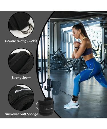 Flintronic Foot Loops Cable Trainer with D-Rings | Fitness Ankle Straps for Leg Extensions & Buttocks Training | Adjustable Foot Cuffs for Men & Women - Black - Buy Online on GoSupps.com