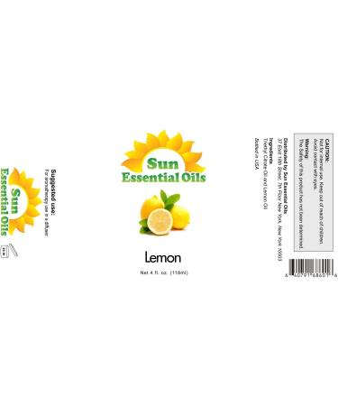 Sun Essential Oils Lemon 4oz - Pure Lemon Essential Oil for Aromatherapy - 4 Fluid Ounces, Pack of 1 - Buy Online on GoSupps.com