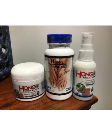 Kit Hongo Triming 60 Capsules Hongo Relief/Natural Spray (for people with nail fungus - athletes foot) / Ultra moisturizing cream (Refreshes and Helps soothe Itchy Dry skin) Hongo u as
