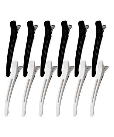 PAPARELA Hair Clips 12 Pack Black and White Hair Clips for Styling Sectioning No Crease Non-Slip Hair Clips for Women Men Hair Roller Clips for Hairdresser Professional Salon Hair Clips