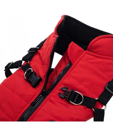 Norbi Pet Warm Jacket Small Dog Vest Harness - 2 in 1 Winter Outfit Cold Weather Coat - Medium Red - Buy Online on GoSupps.com
