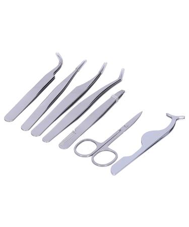 Professional Eyelash Extension Tweezers Kit with Eyebrow Scissors - Stainless Steel Tools Set in Storage Box - Buy Online on GoSupps.com