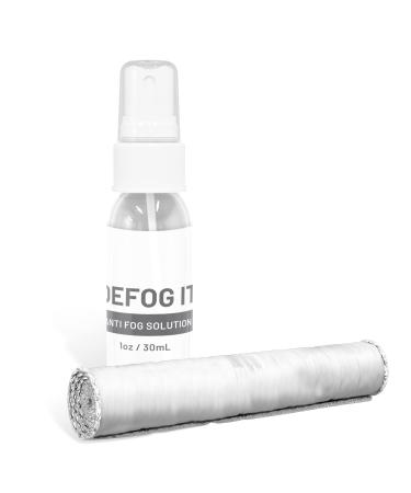 DEFOG IT Anti Fog Spray Travel Kit, 1 oz Spray Bottle (300 Uses), Microfiber Cloth, & Travel Pouch, Eyeglass Lens, Goggles, Face Shield, Phone Screen, Sports, No Streaks, Professional Grade Formula 1oz