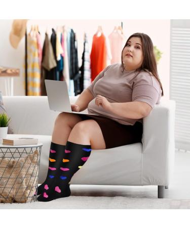 Buy 4 Pairs Oversize Compression Stockings for Women | Colorful Medical Support Socks | Breathable Elastic Nylon Travel & Sports Socks (2XL/3XL/4XL) - Buy Online on GoSupps.com