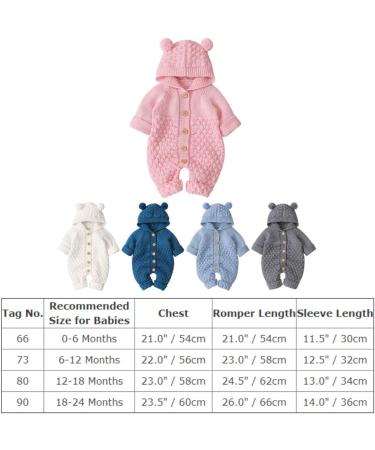 Knitted Hooded Romper Onesie | Baby Boy Girl Clothes | Long Sleeve Jumpsuit | 6-12 Months | Pink Hairball Detail - Buy Online on GoSupps.com