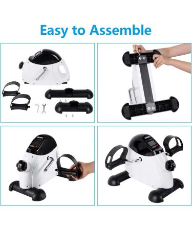 OneTwoFit Mini Exercise Bike Portable Pedal Exerciser Legs and Arms Fitness Cycling with LCD Display for Seniors Rehab White - Buy Online on GoSupps.com