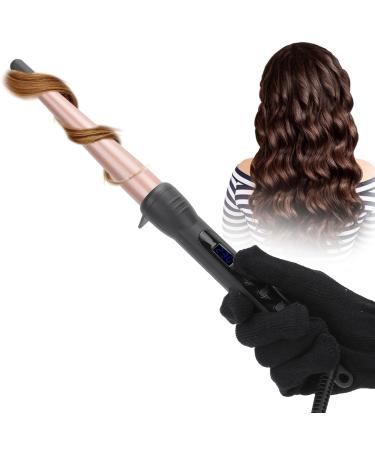 Hair Wand Ceramic Curling Wand Professional Hair Curler Wand Curling Iron Electric LCD Hair Curling Wand Rod Cone for Women(US plug)