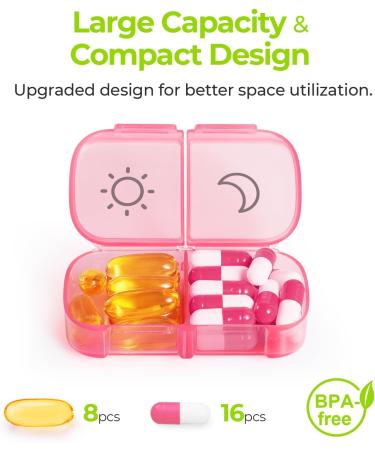 AUVON XL Weekly Pill Organizer - 2 Times a Day Easy Fill AM PM Pill Box 7 Day Portable Travel Case for Vitamins & Supplements - Rainbow Colors - Buy Online on GoSupps.com