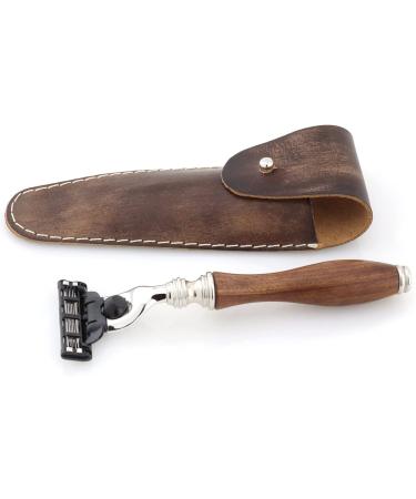 JAG Sustainable Shaving Razor Set | Eco-Friendly Razor with Leather Case & 3 Blades | Perfect Gift for Men & Women - Buy Online on GoSupps.com