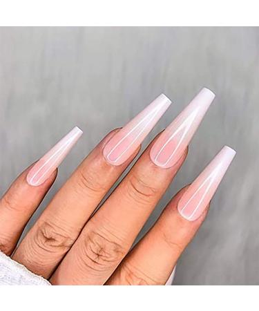 Brishow coffin artificial nails press on nails long wrong nails gradient nails to stick on ballerina acrylic 24 pieces for women and girls (a) - Buy Online on GoSupps.com