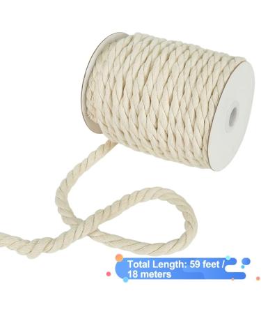 Tenn Well 8mm Macrame Cord - 59 ft 3Ply Twisted Craft Cotton Rope for Wall Hangings, Plant Hangers, Knotting - Beige - Buy Online on GoSupps.com