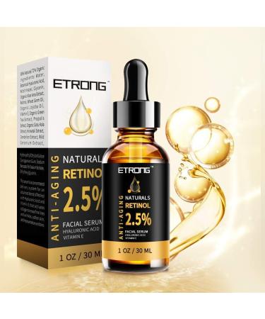 ETRONG Retinol Serum 2.5% with Hyaluronic Acid & Vitamin E - Anti-Aging, Acne Treatment - 1 Oz - Buy Online on GoSupps.com