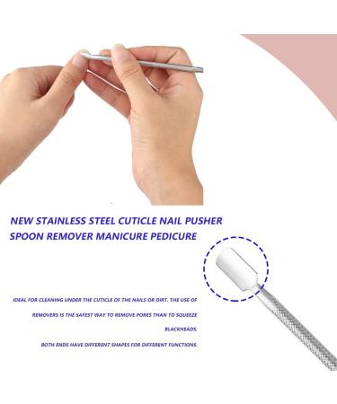 New Stainless Steel Cuticle Nail Pusher Spoon Remover Manicure Pedicure 1pcs Portable Metal Nail Trimmer Manicure Silver - Buy Online on GoSupps.com