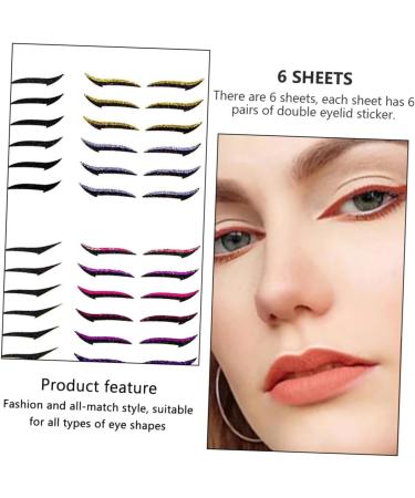 BELLIFFY 6pcs Eyeliner Eyelash Tape Double Eyelid Stickers Adhesive Eye Line Strip Double Eyelid Tape Plastic - Buy Online on GoSupps.com