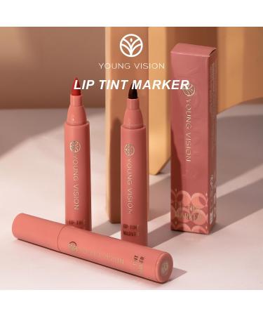 YOUNG VISION Lip Tint Marker - Lightweight Waterproof Lip Stain & Liquid Lipstick in Warm Terracotta - 2-in-1 Lip Liner & Stick - Long-Lasting Matte Colors for All Skin Tones - Buy Online on GoSupps.com