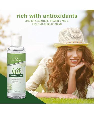 Aroma King Aloe Vera Soothing Gel - 100% Pure Aloe Leaf for Face & Body After Sun Care - 4 Fl Oz (Pack of 1) - Buy Online on GoSupps.com