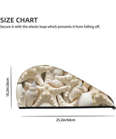 Microfiber Hair Drying Cap | Starfish & Sea Shells Design | Soft Absorbent Hair Towel Wrap for Curly Long & Thick Hair - Quick Dry - Buy Online on GoSupps.com