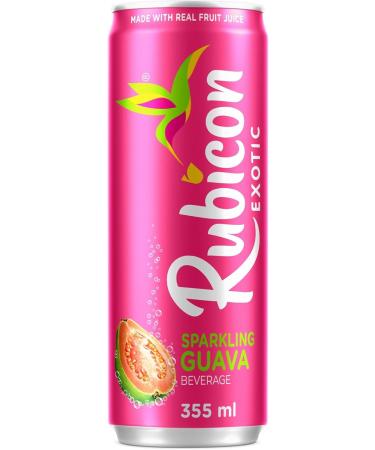 Rubicon Sparkling Guava Beverage | Pack of 4 355 ml Cans | Fruit Flavour Carbonated Drink | 90 Calories per Can | Made with Real Fruit Juice | Allergen-Free | Vegan Friendly| No Artificial Sweeteners 355 ml (Pack of 4) - Buy Online on GoSupps.com