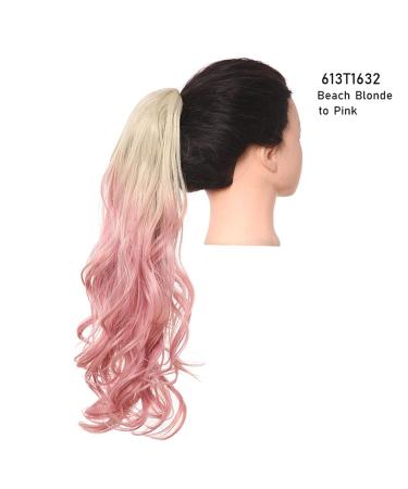 Buy 18-Inch Shadow Curly Hair Ponytail Extensions | Synthetic Blonde Pink Wavy Claw Clip-in Hair Piece for Afro Styles - Buy Online on GoSupps.com
