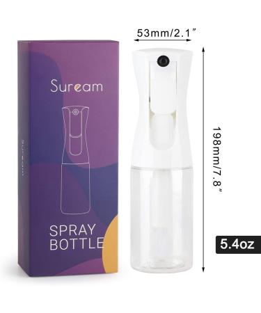 Suream 5.4oz Clear Continuous Mister Hair Spray Bottle - Refillable for Hair Styling, Gardening, Ironing - 160ml Clear Spray Bottle - Buy Online on GoSupps.com